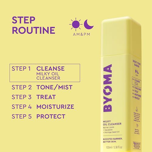 Image of BYOMA Milky Oil Cleanser - Hydrating Facial Cleanser for Skin Barrier Repair - Tri-Ceramide Face Wash for Sensitive Skin & All Skin Types - Deeply Hydrated Skin, No Oily Residue - 3.38 fl oz