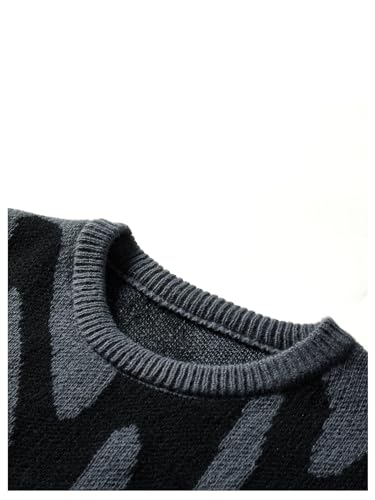 GORGLITTER Men's Graphic Crewneck Sweater Y2K Long Sleeve Oversized Sweaters Knitted Jumpers3