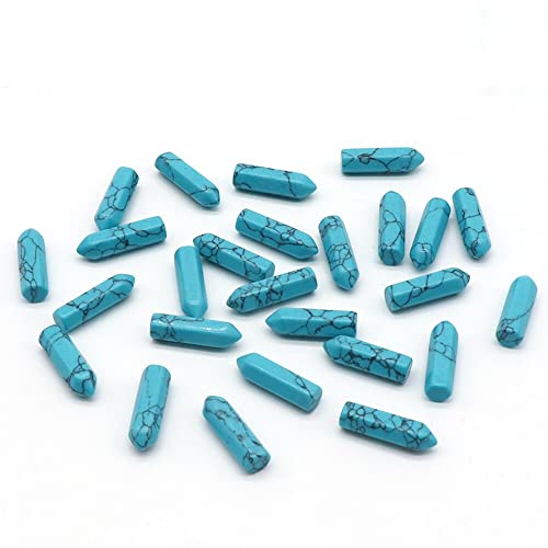Piedras semipreciosas naturales, prisma Hexagonal, cabeza de bala, varita mágica, decoración del hogar, adornos de cristal de Aura Menaje de cocina ( Color : Blue Turquoise , Size : 1pcs-6x21MM )