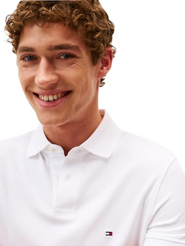 Image of Tommy Hilfiger Men's Short Sleeve Polo Shirts in Regular Fit With Stretch and Organic Pique Cotton