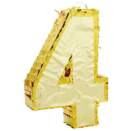 Pinata chiffre 4 doré déco anniversaire 4 ans garçon fille