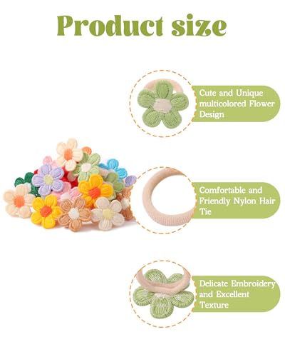 Jollybows 24 Stück Blumen für Haargummis Mädchen, Bunt Kleine Elastische Zopfgummis Mini Haarschmuck für Baby Mädchen Kinder Kleinkind