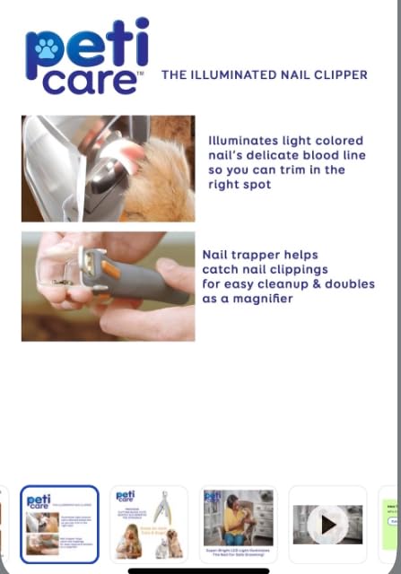 PetiCare Illuminated Dog & Cat Nail Clipper With LED Light & 5X Magnification for Safe, Precise Trimming | Pet Nail Cutter for Small & Large Breeds | Easy-to-Use Grooming Tool for Pets Review Image