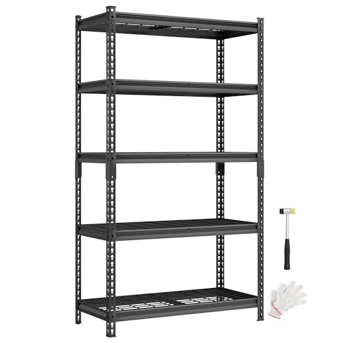 SONGMICS 5-Tier Storage Shelves, Heavy-Duty Garage Shelving, Adju...