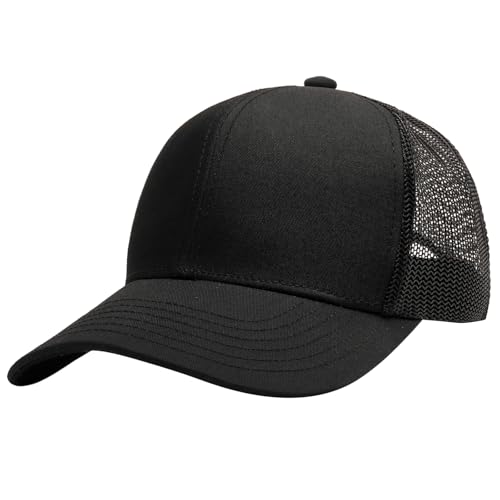 FURTALK Baseball Caps Mens Adjustable Mesh Back Trucker Caps for Men Classics Sunmmer Sun Hat Black
