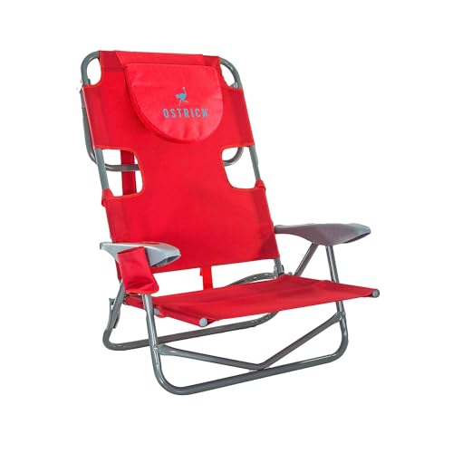 Ostrich The Heavy-Duty Backpacker Portable Beach Chair with Face Hole | Adjustable Lounge Chair with Face Opening Cup Holder 325lb Capacity Blue product thumbnail 11