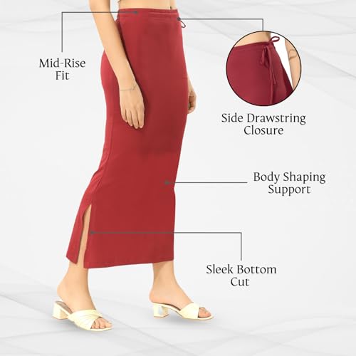 Image of TRASA Womens Saree Shapewear Petticoat, Cotton Lycra Petticoat, Skirts for Women, Shape Wear Dress for Saree
