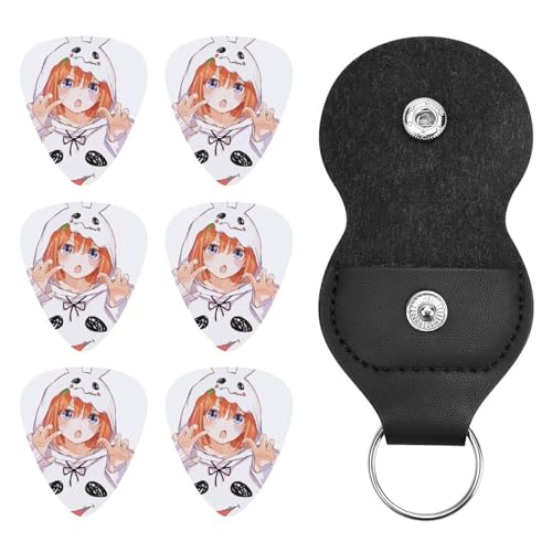 ギター ピック 6枚入 五等分の花嫁 中野四葉 ギターピック 0.46mm 初心者・ベテラン向け ギター用 弦楽器ピック 指楽器ピック ティアドロップ ギター・エレキギター・ウクレレ・ベース・バンジョー用 心地よい 軽量 耐久性 滑り止め 環境に配慮した