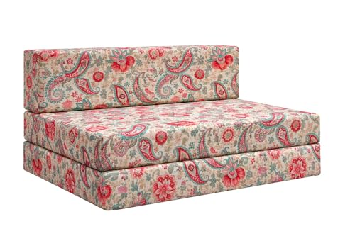 Image of Rosebell Foldable Printed 2 Seater Sofa Cum Bed, Sofa Bed 4X6 Feet, Washable Cover- Perfect for Living Room & Office - Multicolor