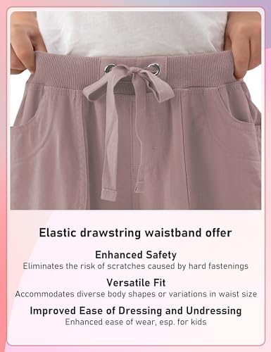 Image of MoFiz Capri Cargo Pants for Girls with Pockets Loose Fit Casual Pant Dressy Lightweight Kids Baggy Parachute Pants for Hiking