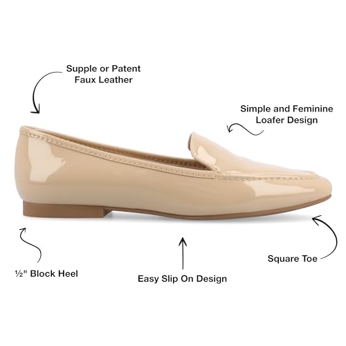 Image of Journee Womens Suede Loafer Flat Square Toe Noticed Topline Padded Block Heel - Tullie Casual Dress Shoe