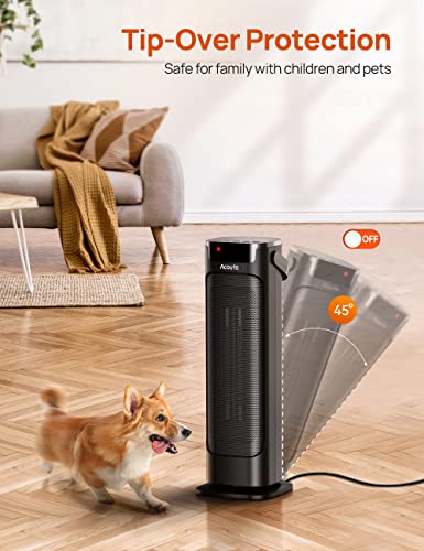 24" Space Heaters For Indoor Use, 1500W Fast Heating 90° Oscillating Portable Electric Ptc Ceramic Heater, With Thermostat, Overheat Protection, 12H Timer, Remote, Etl Certified, For Bedroom Office #TOP5