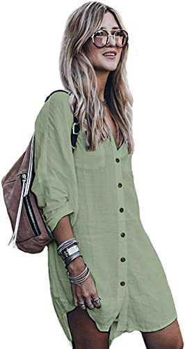 POGTMM Women Long Sleeve Beach Shirt Blouses Turn...