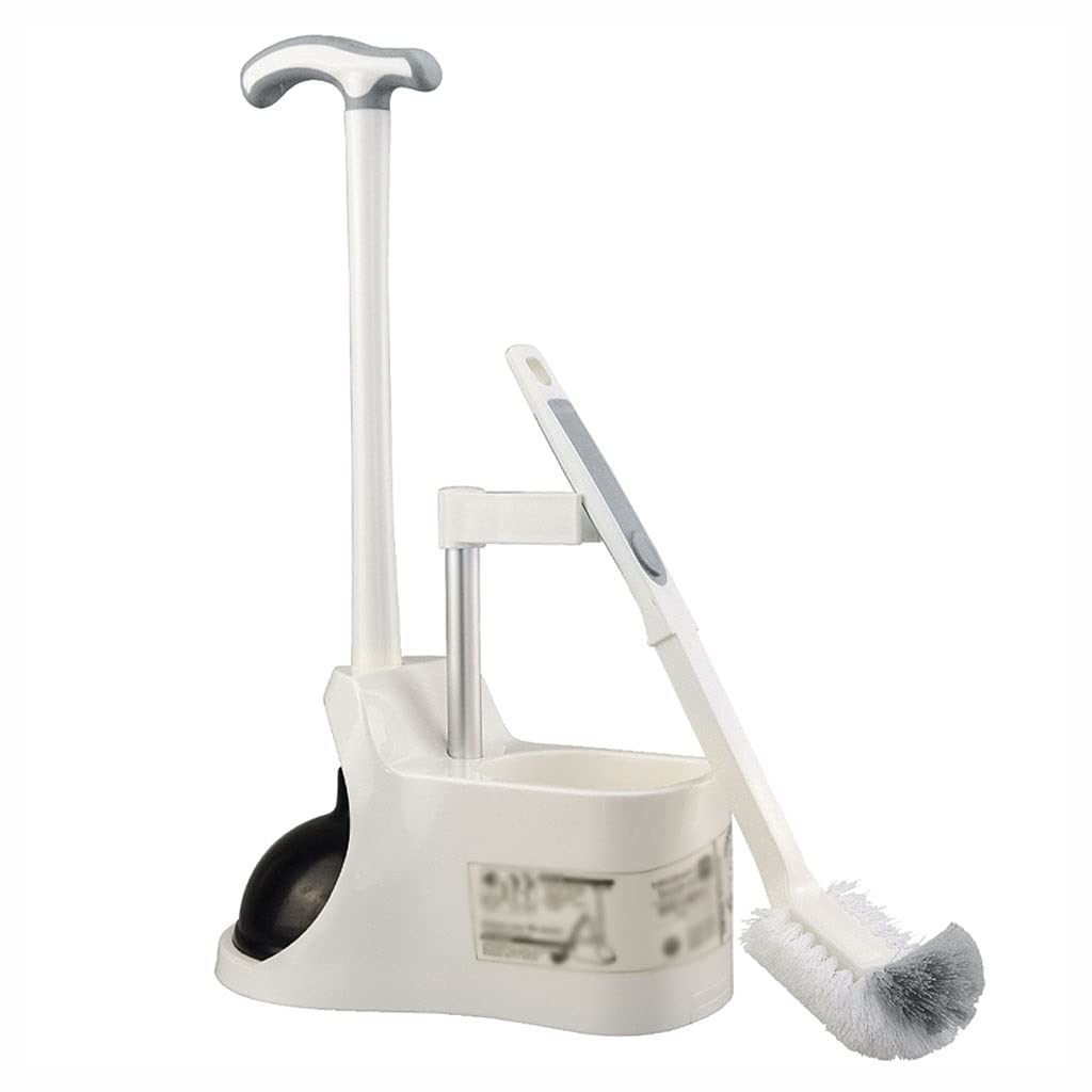 Toilet Cleaner Brush Toilet Brush Holder, Toilet Brush and Plunger Set, Bathroom Toilet Bowl Brush Holder with Non-Slip Handle Brush for Bathroom