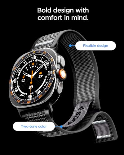 Image of Spigen Athlex Air Strap for Samsung Watch Ultra1 /2, Active Black Gray | Flexible, Breathable, Secure Fit, Lightweight, Adjustable Strap, Nylon