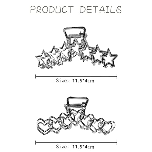 2PCS Pinzas de Pelo Grandes de Metal Plateado para Mujer miniatura 2