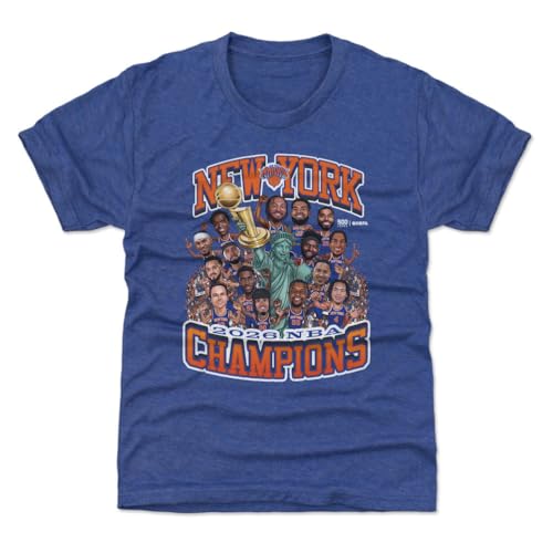 500 LEVEL New York Knicks NBA Finals 2026 Champions Caricature Youth Shirt (Tri Royal 6-7Y Small)