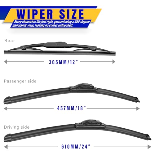 Image of 3 wipers Replacement for 2016-2020 Buick Envision, Windshield Wiper Blades Original Equipment Replacement - 24 inch /18 inch /12 inch (Set of 3) U /J HOOK