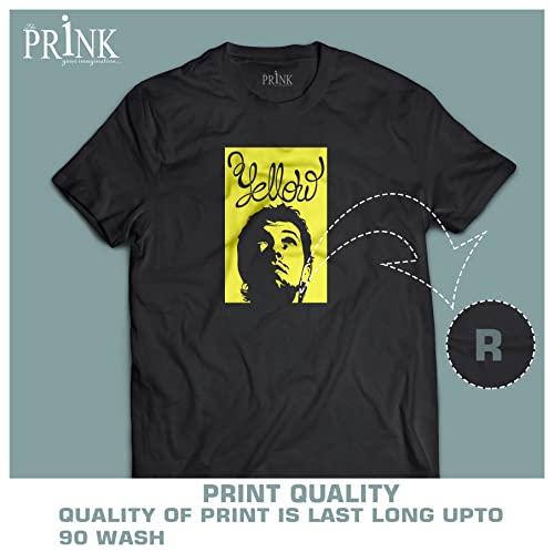 Image of Prink Coldplay Yellow Song Printed Tshirts | Tees for Men | Black Cotton Regular fit Tshirts | Tshirts for EDM Lovers |