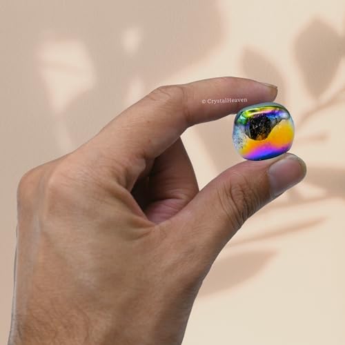 Image of Certified Titanium Aura Quartz Crystal Healing Tumbled Stone, Natural Polished Crystals for DIY Crafts, Manifestation, Meditation, Pooja Feng Shui and Reiki Healing (30 Grams)