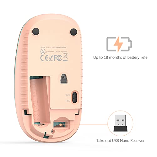 Image of VssoPlor Wireless Mouse, 2.4G Slim Portable Computer Mice with Nano Receiver for Notebook, PC, Laptop, Computer (Orange to Green)