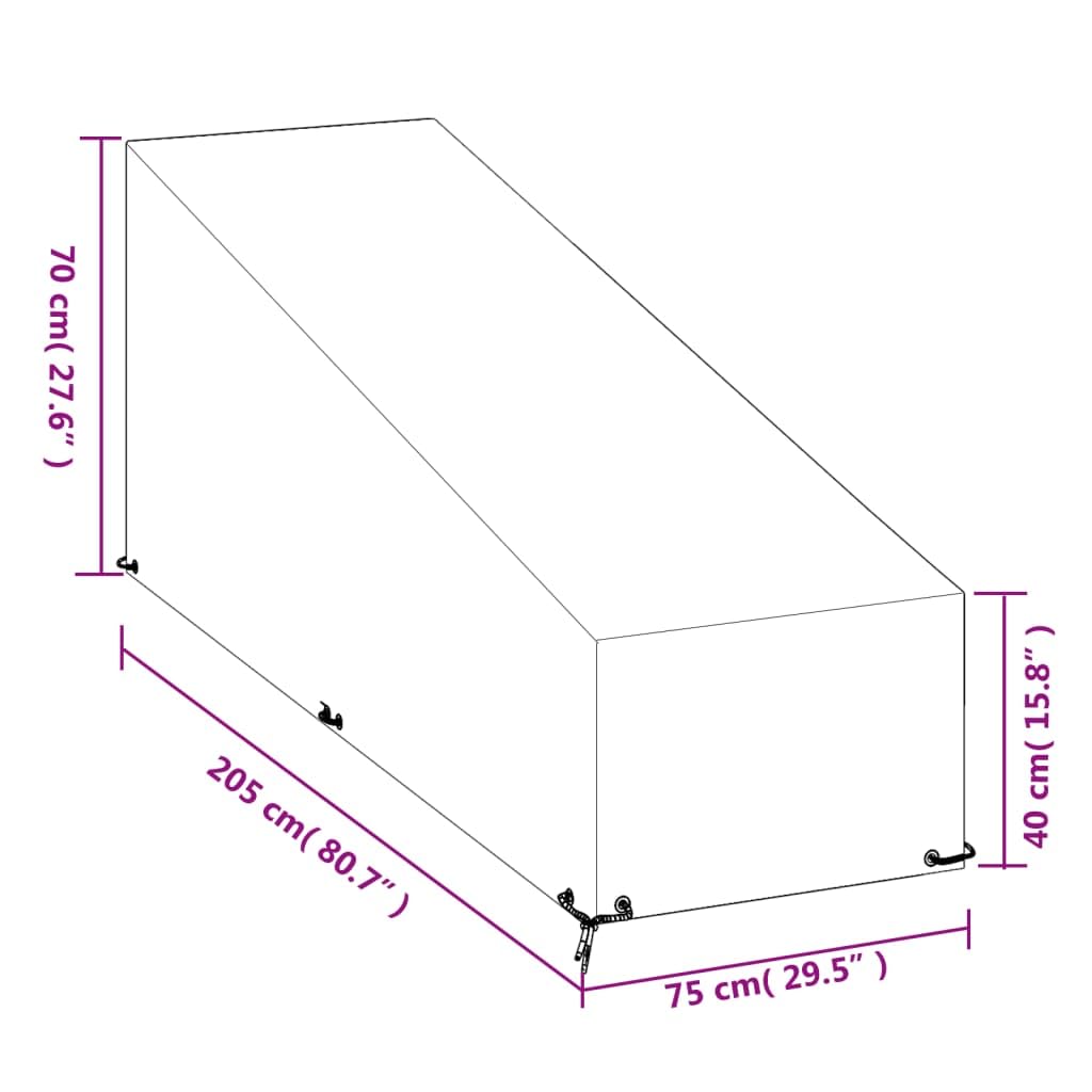 Funda para tumbona con 12 ojales de polietileno (205 x 75 x 40/70 cm)