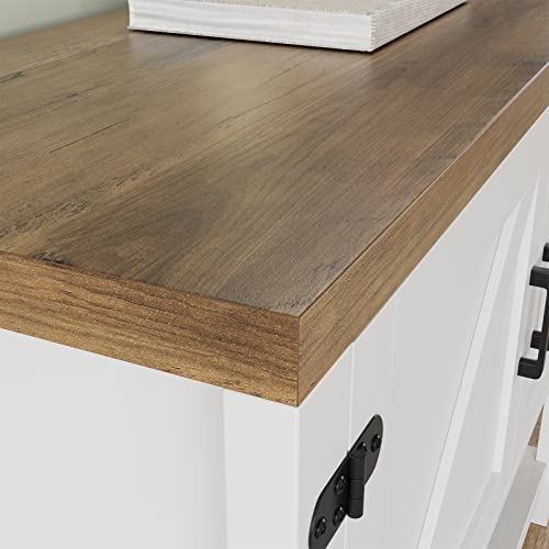 Hostack Console Table Sofa Table With 2 Cabinets, Narrow Entryway Table With Storage Shelf, Farmhouse Entry Sofa Tables Buffet Sideboard For Kitchen, Entry Way, Foyer, Dining Room, White/Rustic Brown #TOP5