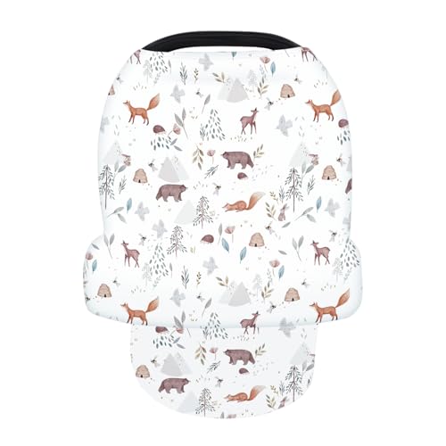 Image of Terriboo Nursing Cover for Newborn Breastfeeding Multi Use Infant Stroller Canopy Unisex Baby Car Seat Cover for Baby Boy and Girl (Animal 2)