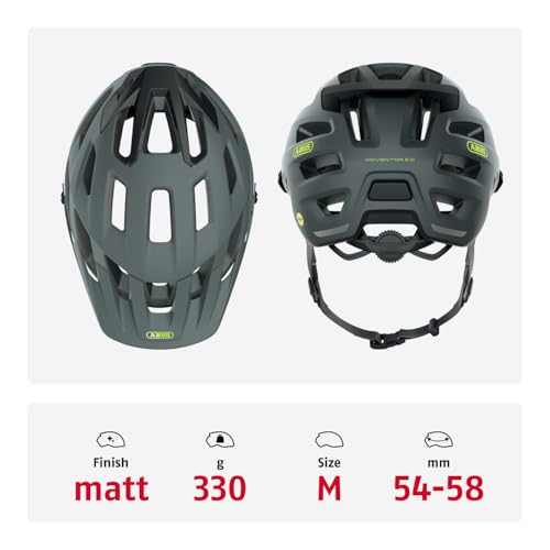 Foto von ABUS MTB-Helm Moventor 2.0 MIPS - Fahrradhelm mit Aufprallschutz für den Geländeeinsatz auf dem Mountainbike - All-Mountain-Helm für Damen und Herren - Grau Matt, M