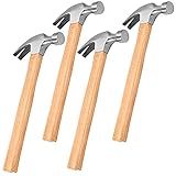 FUNSUEI 4 PCS 16 OZ Claw Hammer, Straight Claw Hammer, Carbon Steel Rip Claw Hammer with Wood Handle for Prying Nails, Woodworking, Repairing