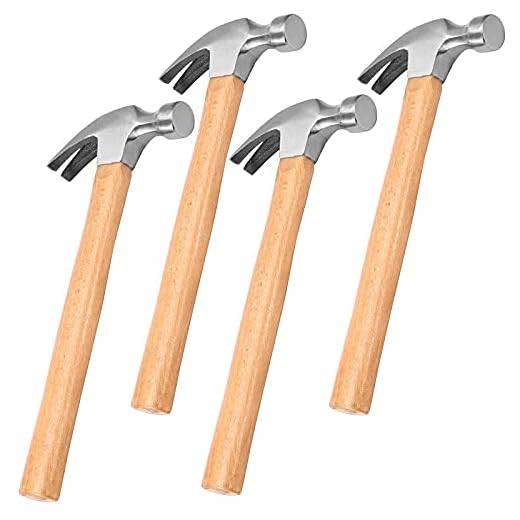 FUNSUEI Martelo de garra de 473 g, martelo de garra reta, martelo de garra de aço carbono com cabo de madeira para pregos, marcenaria, reparos