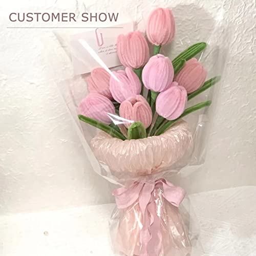 200Pcs Pipe Cleaners Craft Supplies Chenille Stems Flower Craft Kit Diy Tulip Bouquet Making Kit Fuzzy Sticks Crafting Materials Bendable Wire Bulk For Art Classroom Mother’s Day Gift #TOP3