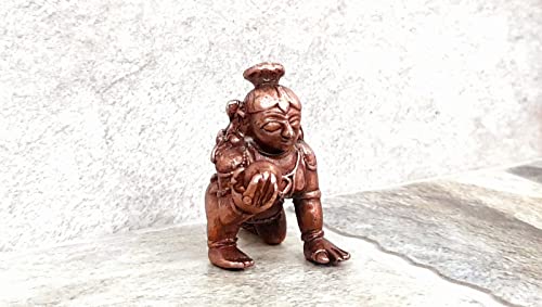 Image of Copper Bal Krishna with Laddu Idol 1.6 in | 55g