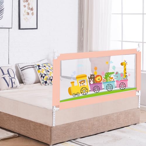 Image of R for Rabbit Safari Baby Bed Rail, (Pack of 1) One Side Bed Protector 177 x 100 cm, Anti-Fall Safeguard Toddler Safety, Adjustable Height & Foldable with Storage Pocket for Kids 5.8 x 3 ft(Pink)