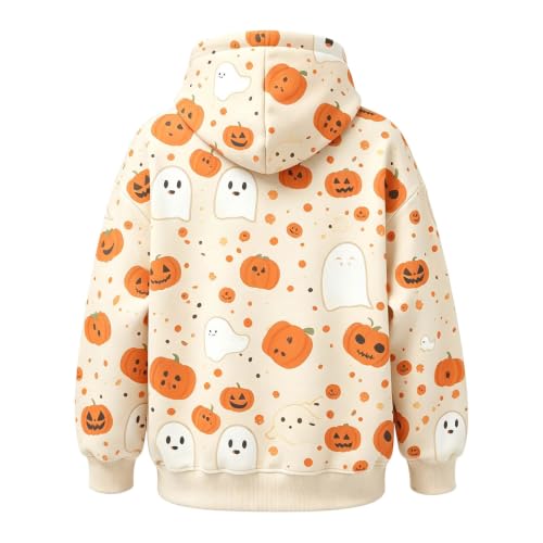 Cat Hoodie with Pouch Halloween Print Soft Pullover Tops with Zipper Pocket - image 4