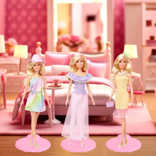 Image of Doll Stands, Doll Stands Display Holder with Adjustable Waist Clip, Pink Support Stand for 11 to 13 Inch Dolls Action Figure Stand Dolls Accessories (10pc)