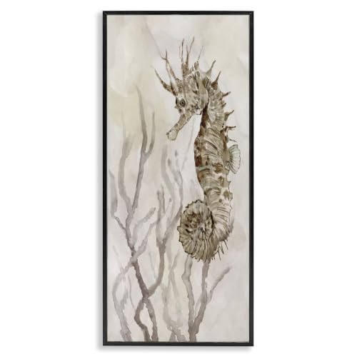 Shy Seahorse Sea Life Coastal, 13 x 30 Inch Framed Giclée Print