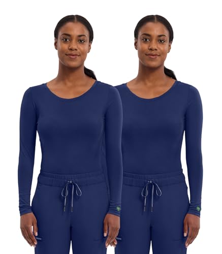 Image of Healing Hands Underscrub Long Sleeve Women Knits Scrub Tops | Soft Cotton Blend Knit, Breathable Stretch Comfort, Machine Wash, Easy Care Fabric, Ideal For Layering Under Scrubs