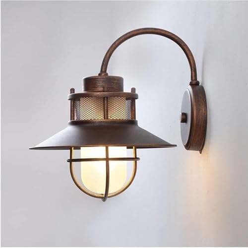 BTZHY Lampione da Esterno Lanterna da Parete in Ferro battuto per Esterni, in Vetro retrò, Impermeabile, Adatta per Cortili Americani, Compatibile con Ville, Giardini, balconi, parchi, lampadari.