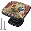 4 Pack 1.2 Inch Kitchen Cabinet Knobs Sunflower Rooster, Black Drawer Knobs Square Knobs for Cabinets and Drawers Single Hole Cabinet Hardware Cupboard Dresser Knobs