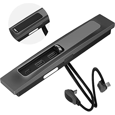 Tesla Model 3 Model Y Intelligent Docking Station of Center Console Smart Sensor,Smart LED Multiport HUB Charger Adapter Splitter Extension Accessories with Sliding Cap with PD Fast Charge Port Cover