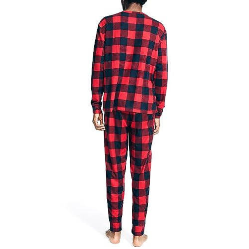 Nautica Men's Waffle Buffalo Plaid Pajama Pant Set2