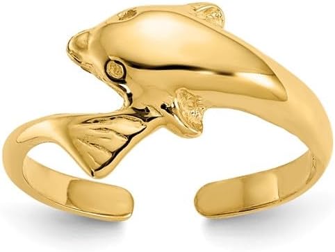 14k Yellow Gold Dolphin Toe Ring