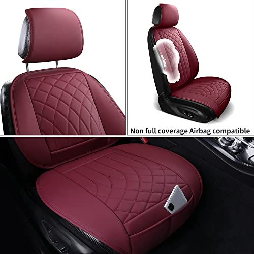 Kvs Leather Car Seat Covers- Leatherette Automotive Seat Cushion For Cars Suv Pick-Up Truck, Waterproof Vehicle Cover Protector For Front Seat, Airbag Compatible(1 Pc, Wine Red) #TOP3