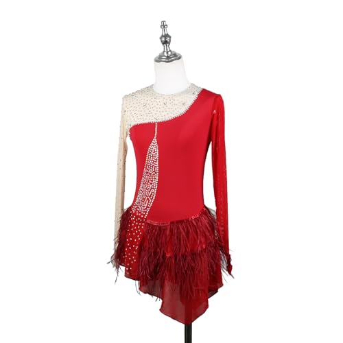 DIJITOO Vestido de patinação artística, costura elegante com strass cintilante, fantasia de competiç