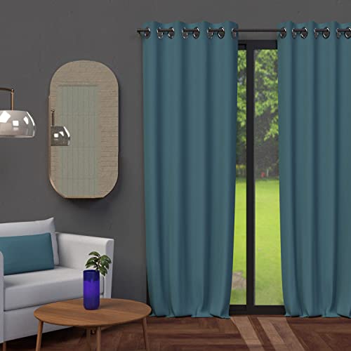 Soleil d'ochre Eyelet Curtain, Blue, 135 x 250 cm, Celadon Blue, W 53.1" x L 98.4" (1 Panels) - Image 2