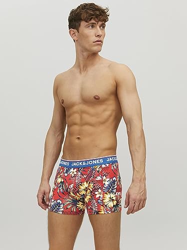 JACK & JONES Herren Boxershort JACAZORES Trunks 3er Pack S M L XL XXL, Größe:XL, Farbe:Black Pompain red - Blue lolite 12228458 2