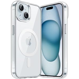 JETech Magnetic Case voor iPhone 15 6,1-Inch Compatibel met MagSafe Draadloos Opladen, Schokbestendig Bumper Telefoon Hoesje Cover, Krasbestendige Transparant Achterkant (Transparant)