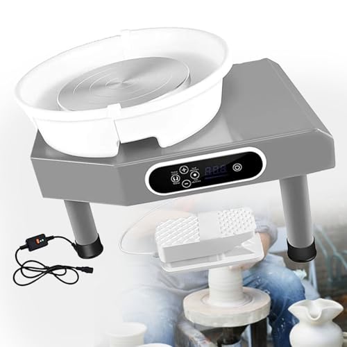 Torno de alfarero eléctrico, máquina de moldeo de cerámica, máquina de cerámica con rueda, para principiantes con pedal y herramientas de arcilla en estudios de cerámica escolares en casa (110 V)