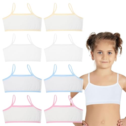 Mayoii 8PCS Girls Training Bra Cotton Crop Tops for Girls Ages 8-12 Soft Girls Sports Bra & Bra Tops for School,Sleep,Everyday Wear